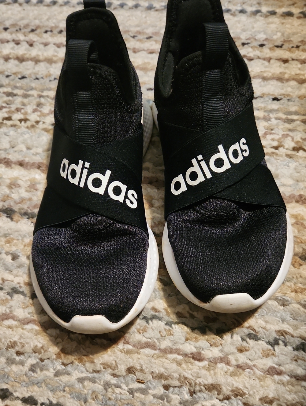 adidas  Black and White Slip-On Sneakers